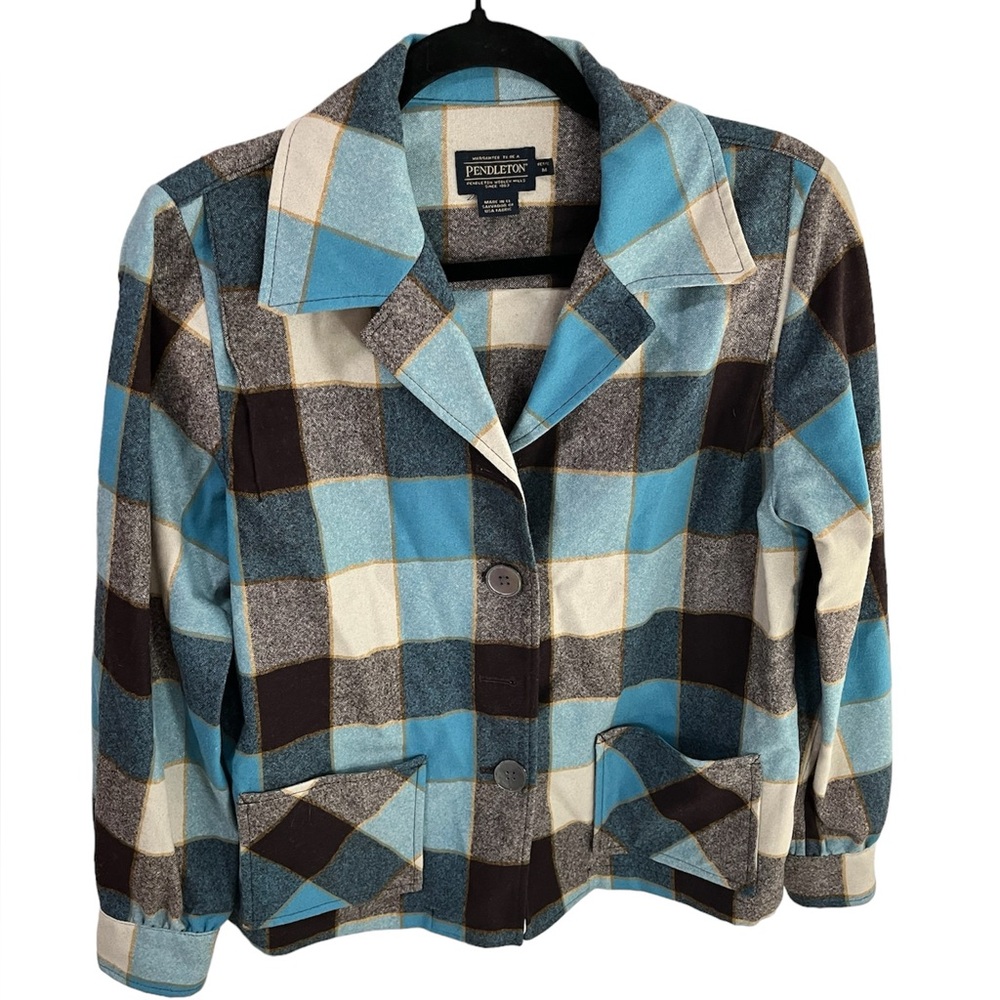 Pendleton Wool Large Button Plaid Jacket Shacket … - image 1